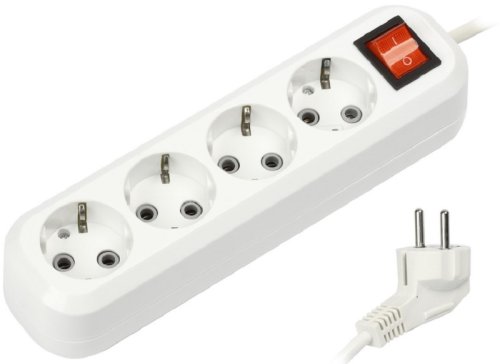 Удлинитель с заземлением и выключателем Smartbuy 4х2,0м 16А 3500Вт белый картинка 